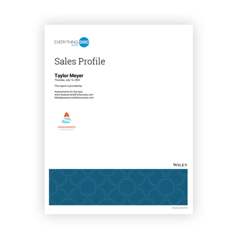 The Everything DiSC® Sales Profile can help anyone become a better salesperson and communicate well with customers. This profile takes learners through a DiSC assessment to learn about their personal style. Participants will then learn about customer buying styles and how to tailor their style to a customer’s. As individuals practice these skills, they’ll ultimately make more sales and improve customer satisfaction.