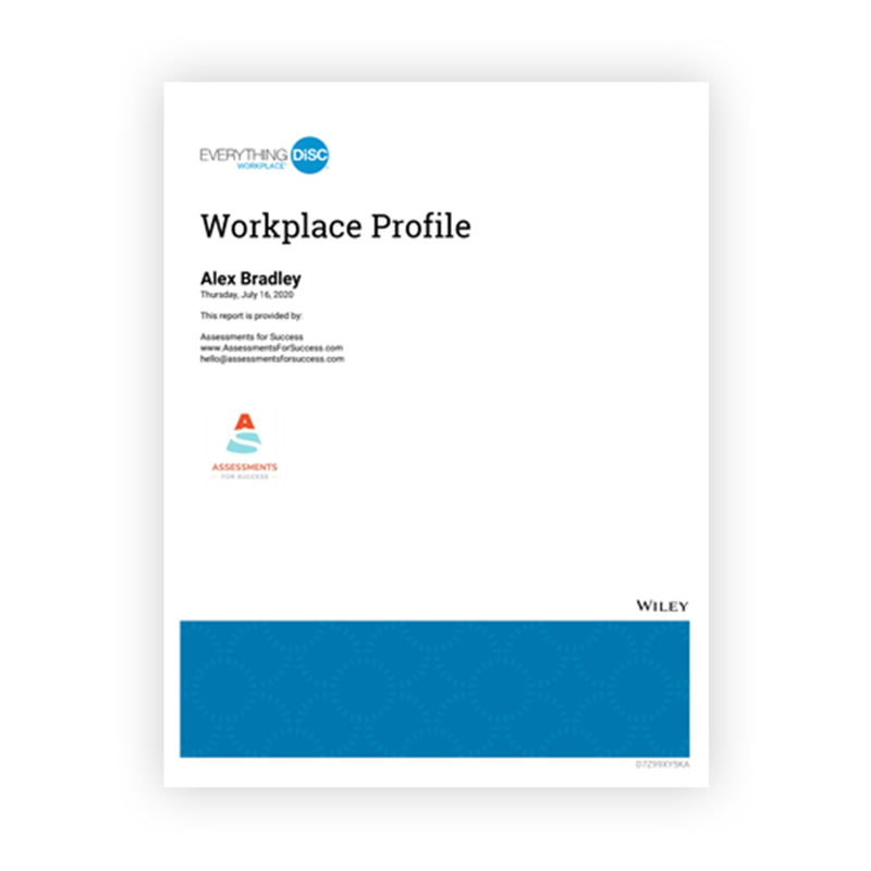 The Everything DiSC Workplace Profile helps individuals understand that focusing on relationships, especially in business, is more important than only focusing on themselves. This popular assessment teaches people about their DiSC personality type and how they can work with others who may approach situations differently.