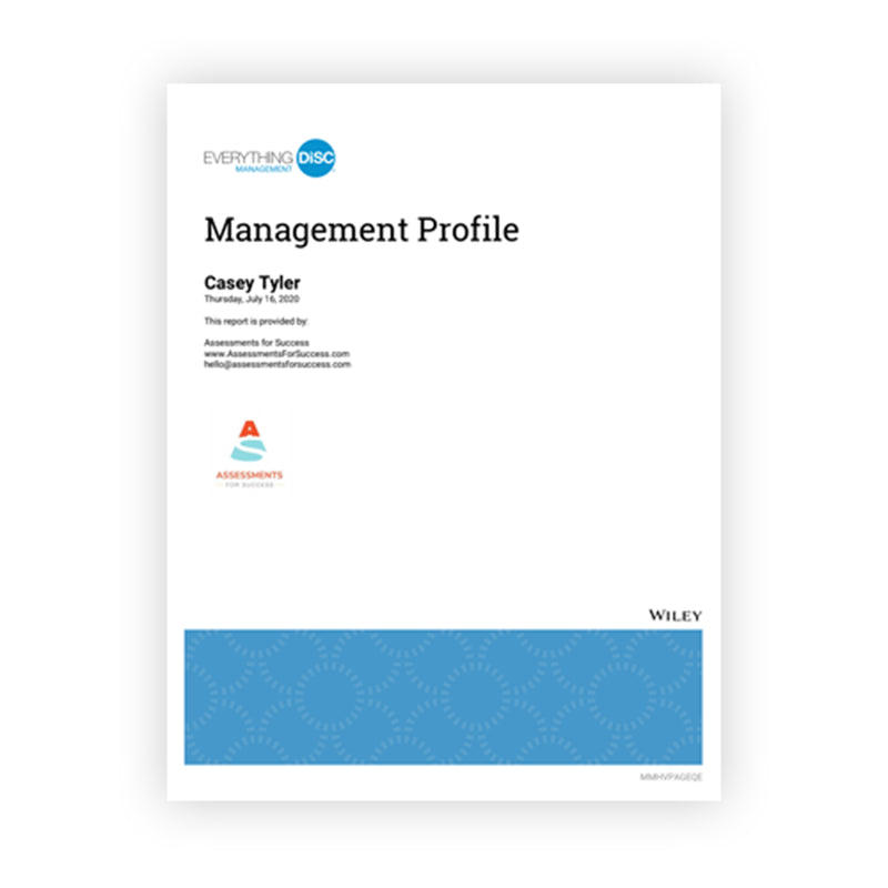 The Everything DiSC® Management Profile teaches managers about their strengths and weaknesses. This profile helps managers get better at delegation, leadership development, executive coaching, and more. As managers learn their DiSC management styles, they’ll learn how to be a more effective leader to the people they direct.